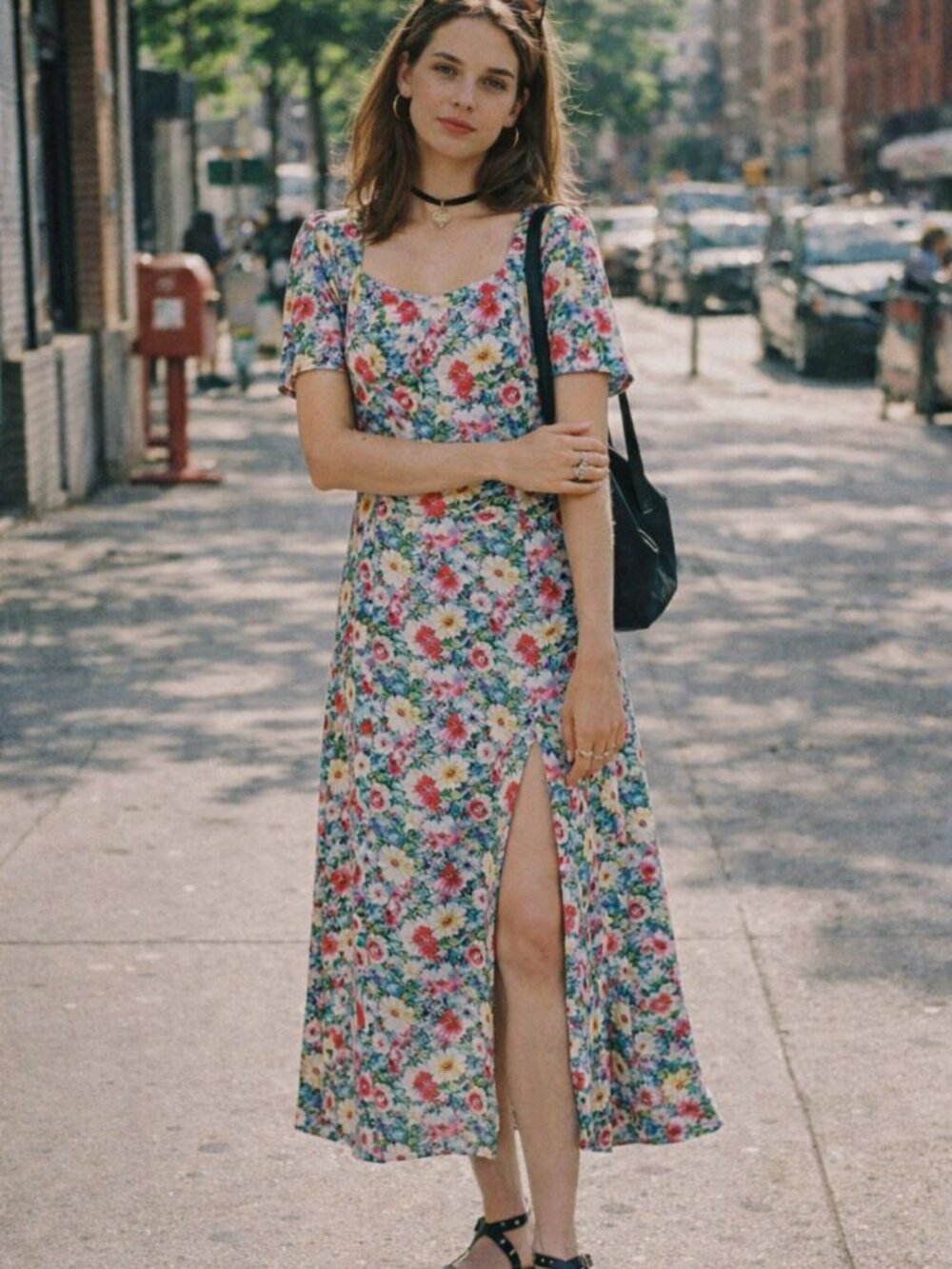 Vera Moda 90's Style Floral Straight Slim Maxi Dress